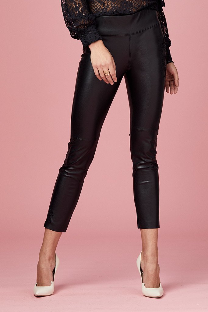 David Lerner Gemma Embroidered Mid Rise Straight Leg Skimmer Pant – Bliss  Bandits
