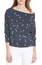 Sundry Stars Off Shoulder Pullover Sweater