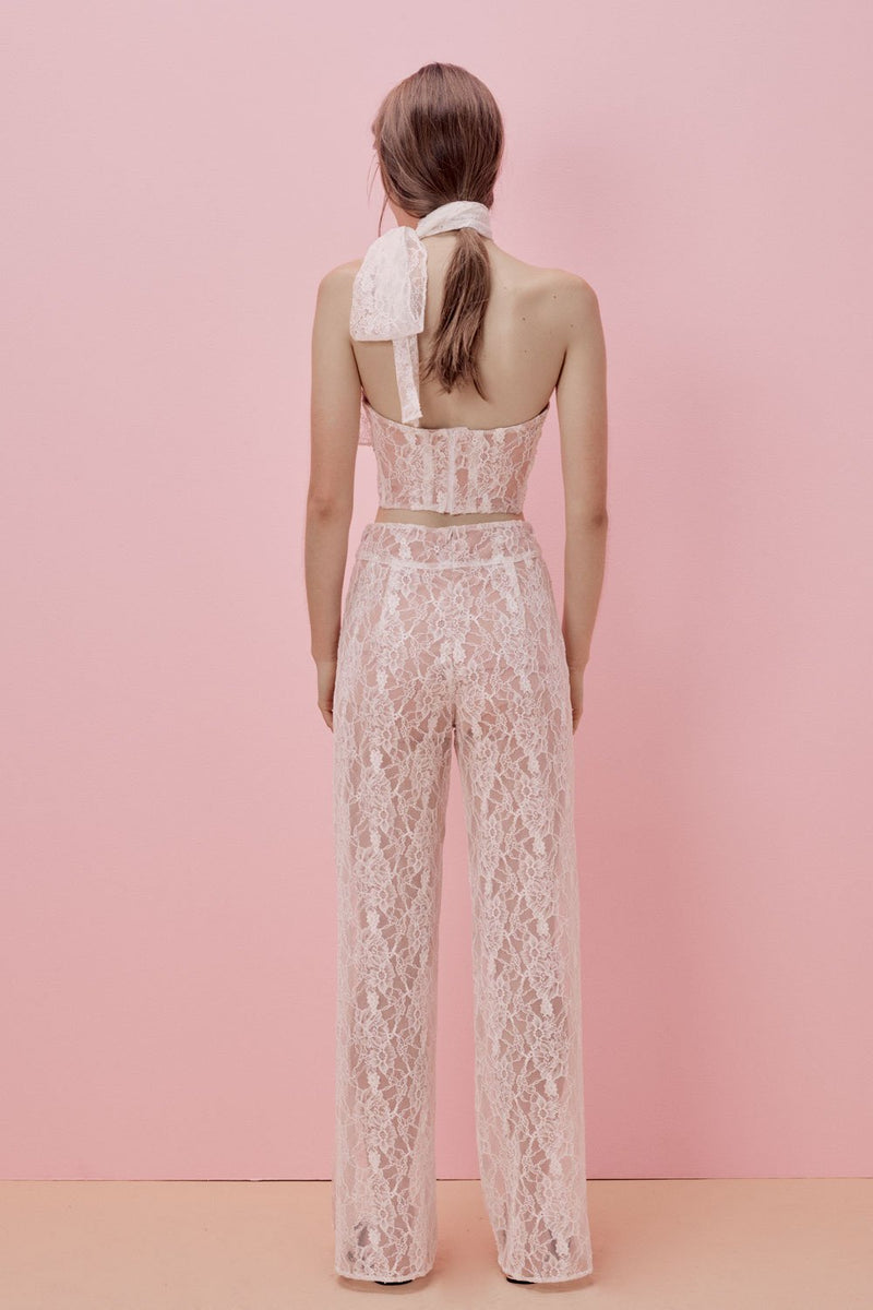 For Love and Lemons La Lily Lace Pant White