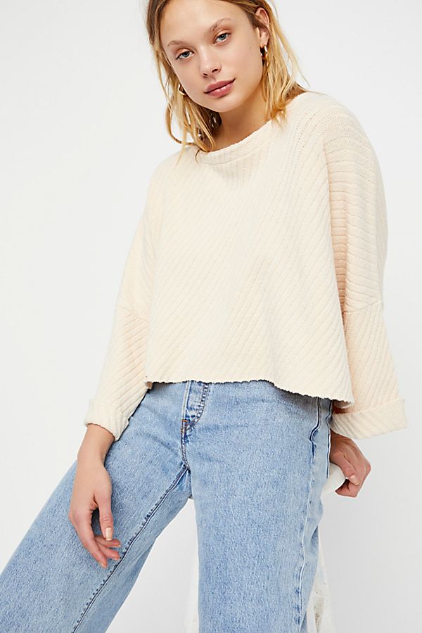 Free People I Can't Wait Crop Ribbed Sweater
