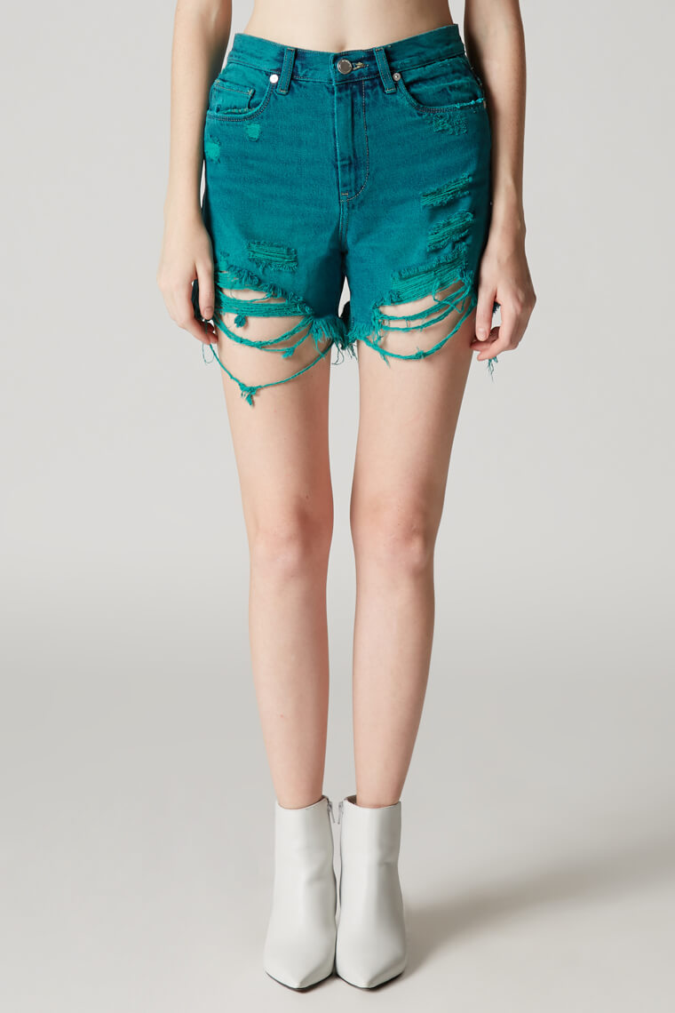 Blank NYC Turquoise High Rise Jean Shorts