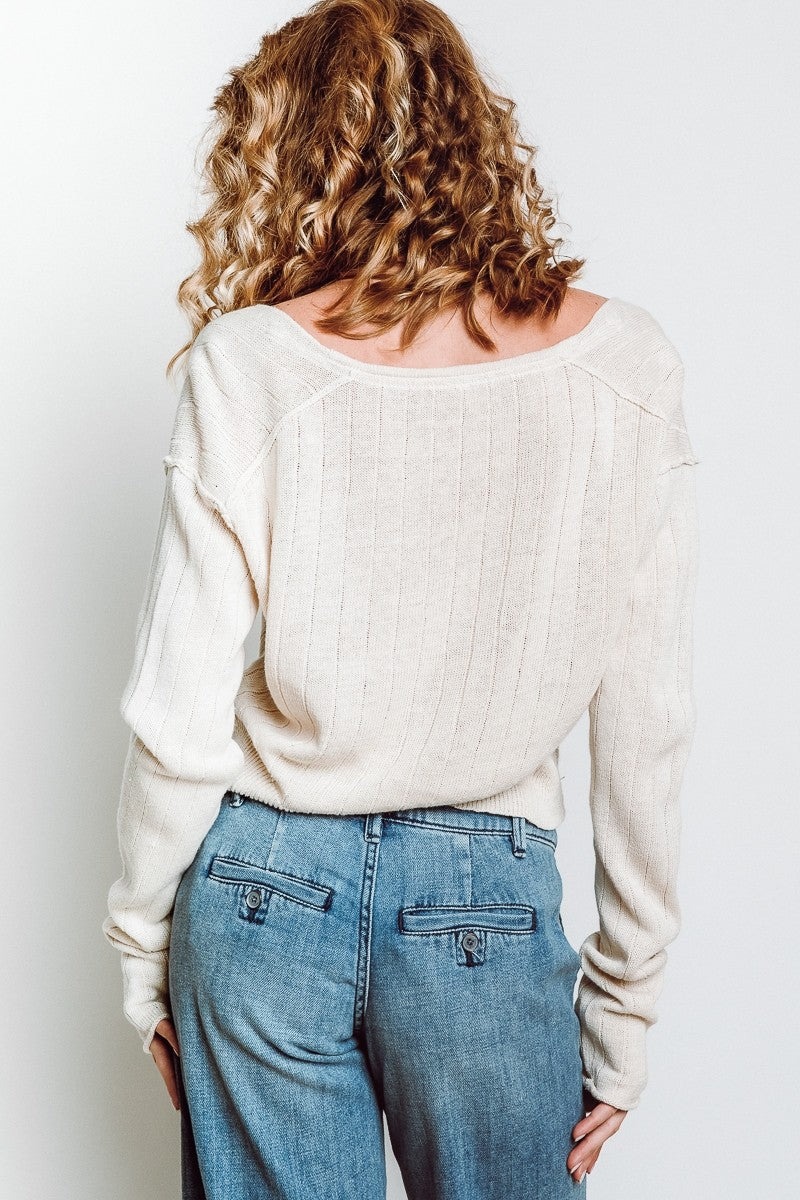 Free People Got Me Twisted Sweater Ivory