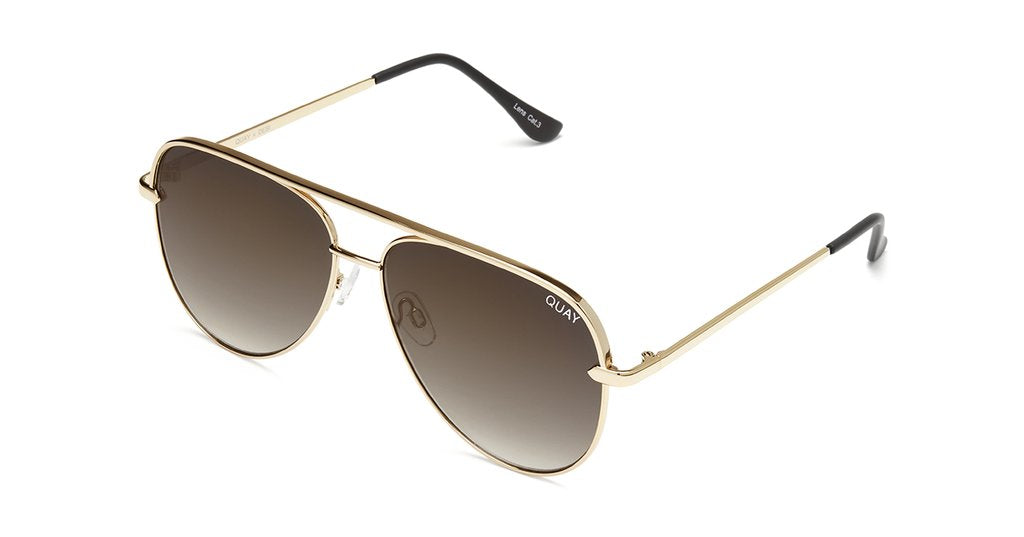 Quay x Desi Sahara Aviator Gold Fade Sunglasses