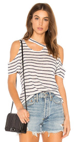 LNA Avalanche Striped Tee Shirt Navy/Natural Stripe