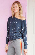 Sundry Stars Off Shoulder Pullover Sweater