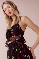 For Love and Lemons Cherry Twist Crop Top