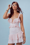 For Love and Lemons Dixie Ruffled Mini Dress Pink Gingham