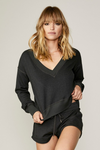 David Lerner Long Sleeve French Terry Pullover with Cutout