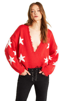 Wildfox Palmetto Sweater Stars Scarlet