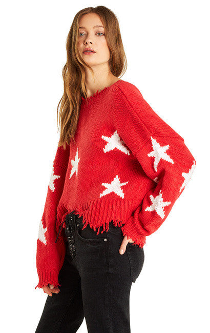 Wildfox Palmetto Sweater Stars Scarlet