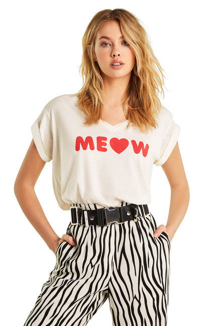 Wildfox Meow Romeo V-Neck Tee Shirt