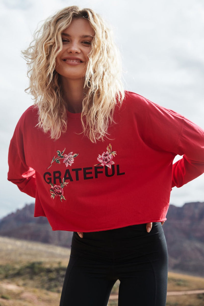 Spiritual Gangster Grateful Oversized Crop Sweater