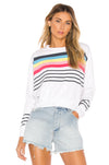 Sundry Stripes Crop Blouson Rainbow Sweatshirt