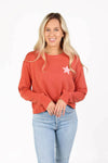 Sundry Star Crop Sweatshirt Pigment Sierra