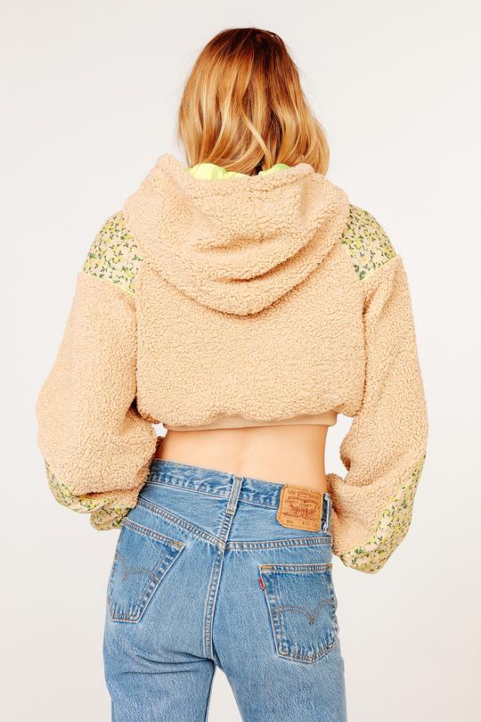 For Love and Lemons Brooke Shearling Cropped Hoodie Teddy