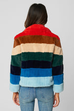 BLANK NYC Faux Fur Jacket Outerwear Rainbow