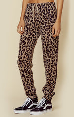 Sundry Leopard Cashmere Blend Cozy Sweatpants Oatmeal