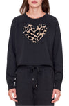 SUNDRY Leopard Heart Sweatshirt Black