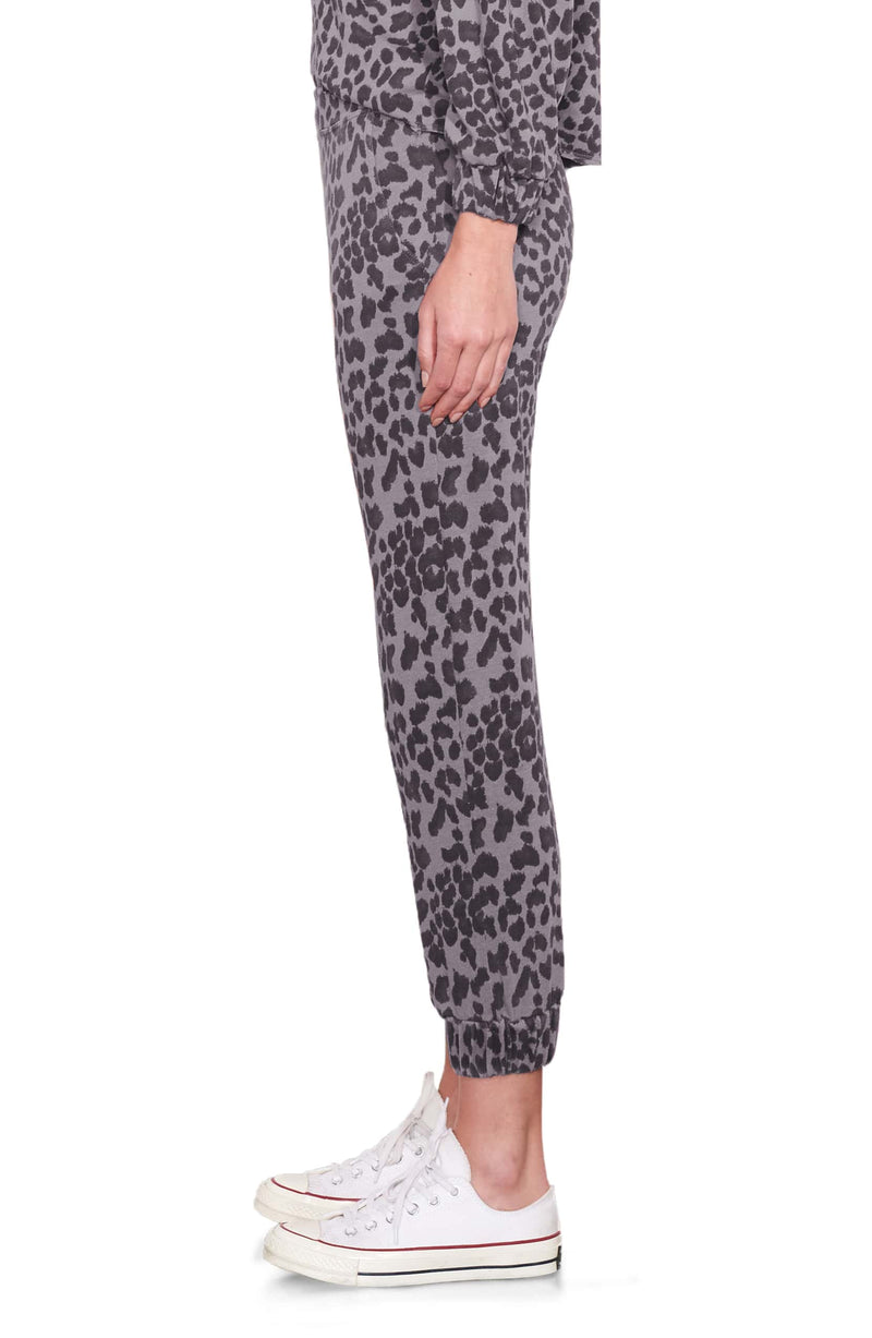 Sundry Leopard Print Jogger Pant Charcoal