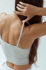 Joah Brown Cropped Cami Top Pearl Grey Flex Rib