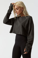 Joah Brown Soho Cropped Pullover Sweater Wash Black