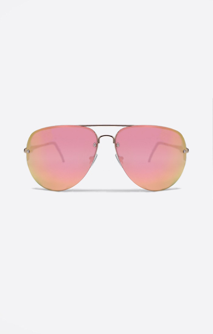 Quay Muse Gold Pink Mirror Sunglasses