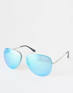 Quay Muse Silver Blue Mirror Sunglasses