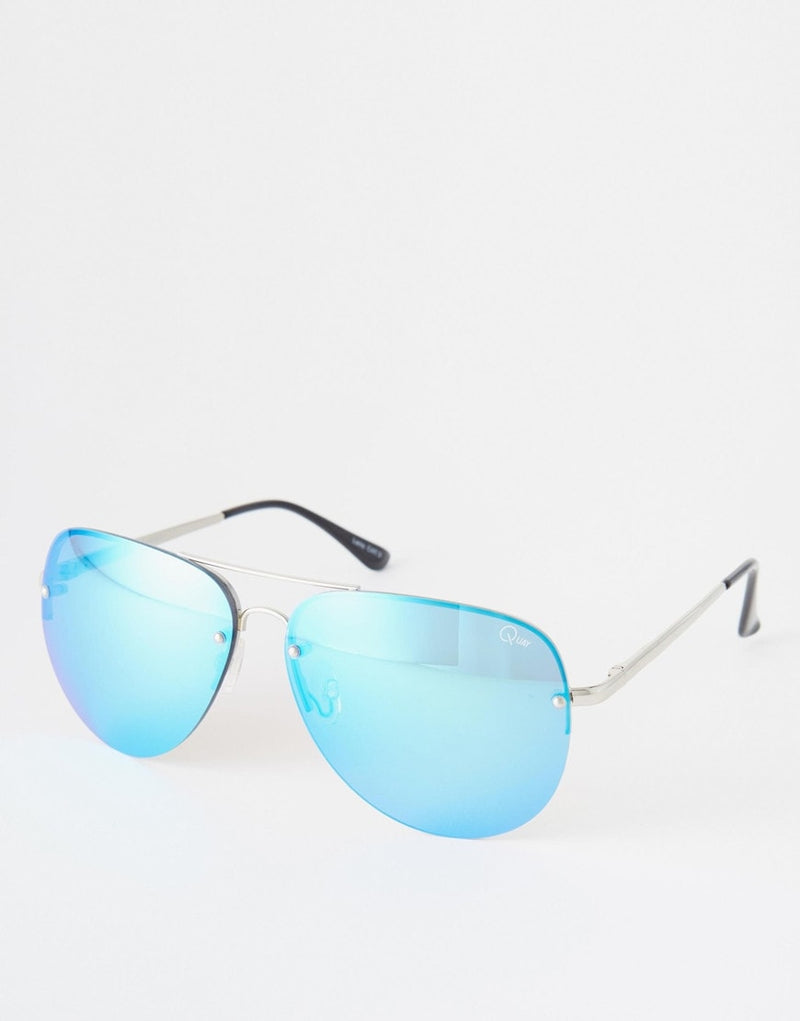 Quay Muse Silver Blue Mirror Sunglasses