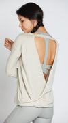 Onzie Drapey V-Back Sweater Taupe