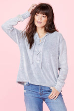 LNA Lace Up Hoodie Sweater Terry