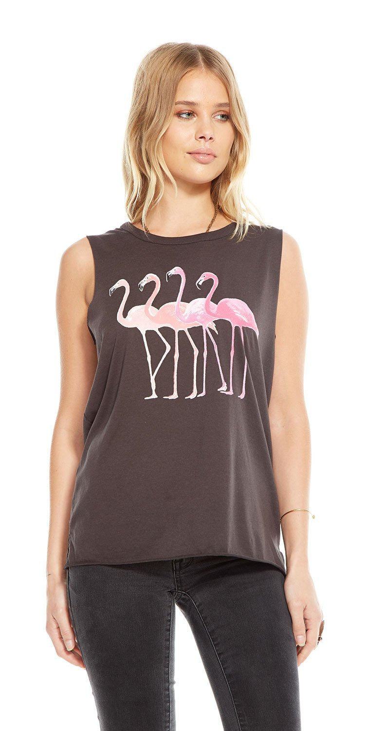 Chaser Flamingos Muscle Tank Top