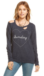 Chaser Deconstructed Heart Sunday Sweater