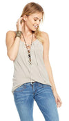 Chaser Vintage Rib Lace Up Cami Tank