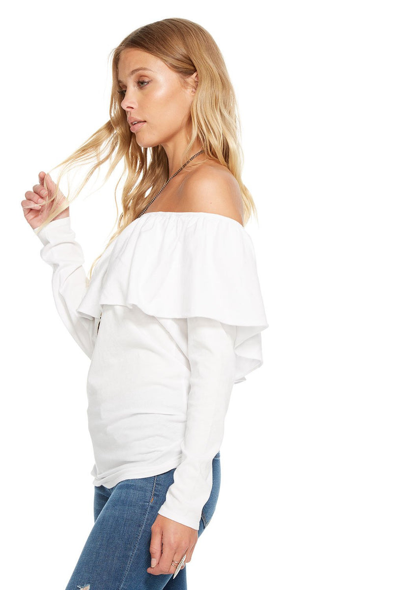 Chaser Gauzy Cotton Jersey Long Sleeve Top