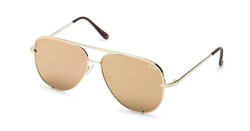 Quay X Desi High Key Mini Sunglasses Gold