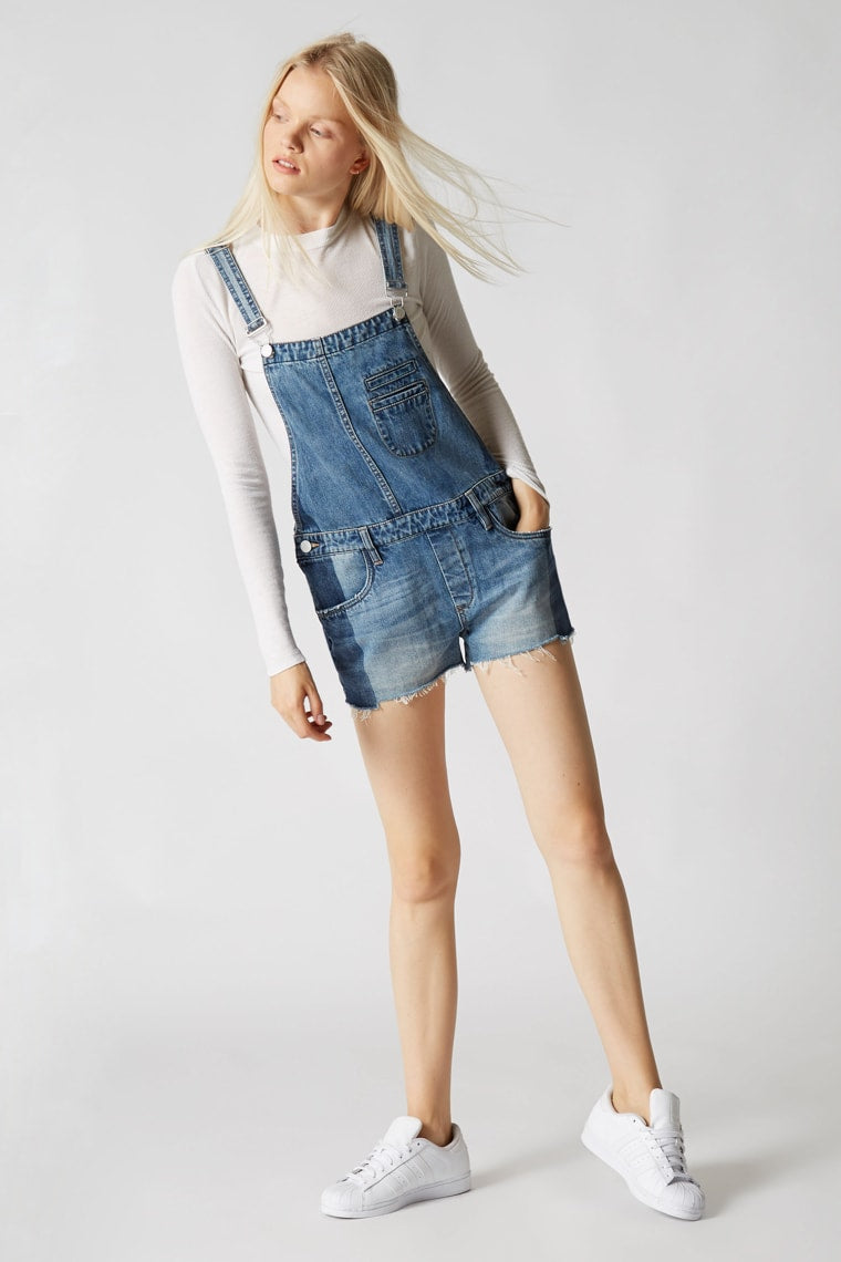 Miss Chase Button-Down Short Denim Dungaree, Western Wear, Dresses Free  Delivery India.