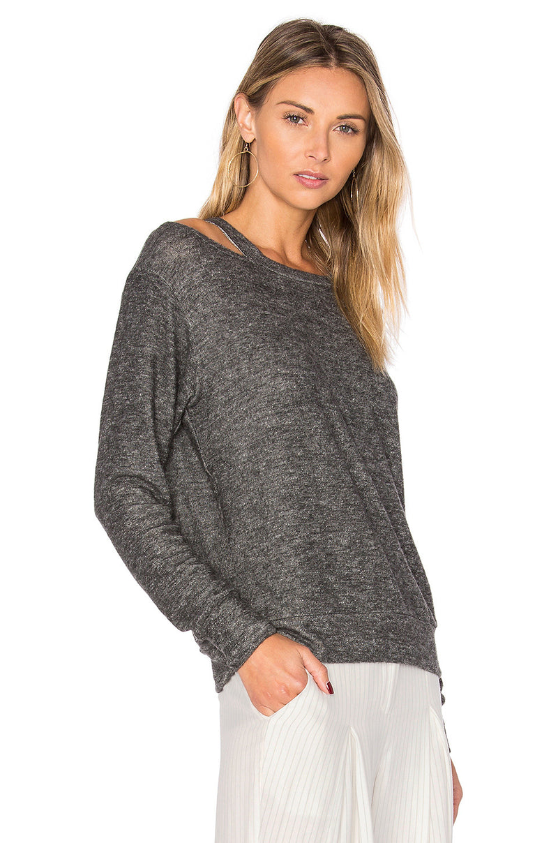 LNA Bolero Cut Out Sweater Grey