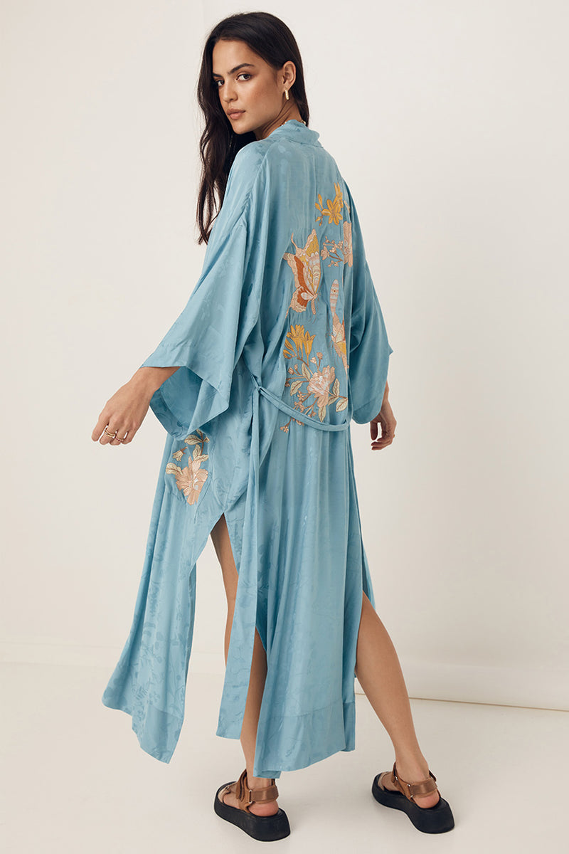 Spell & the Gypsy Atrium Embrodiered Maxi Robe Sapphire