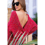 Main Strip Red Multi Polka Dot Twist Front or Back Sweater