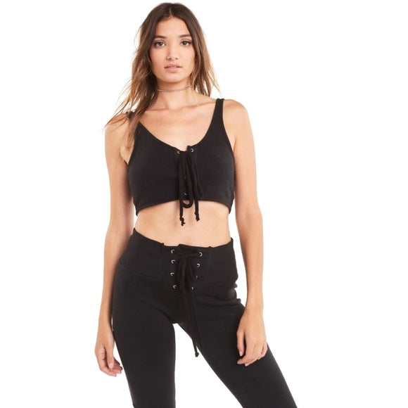 Wildfox Cady Tie Up Front Top Black